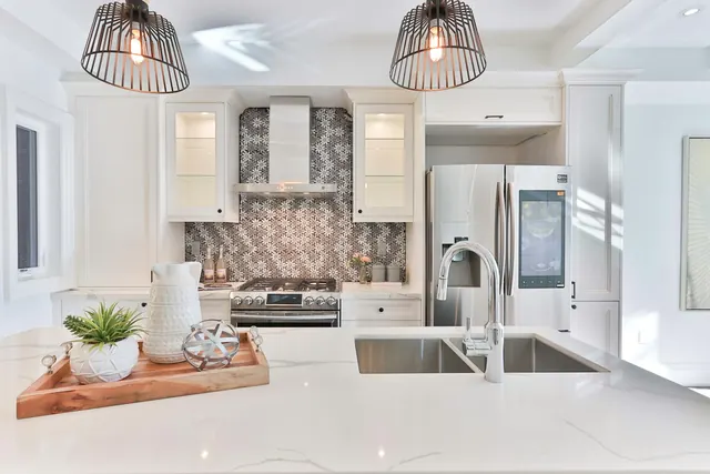 Newly finished white kitchen, clean and ready to use